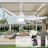 Ventilador de techo para exteriores con luz: Ventilador colgante blanco de 52" para cenador Impermeable - Ventiladores enchufables para exteriores para patio, porche y pérgola con control remoto APP