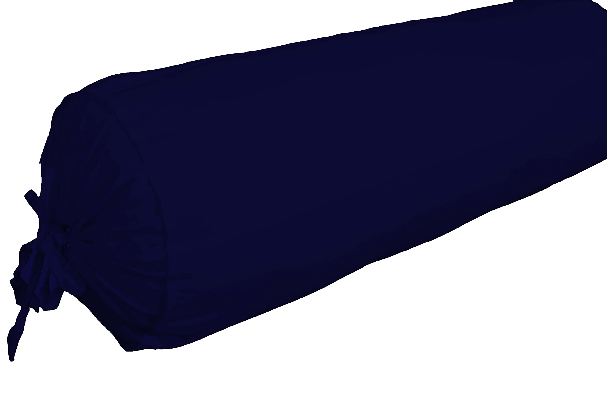 SAFFRON HANDICRAFTS 2 Pcs Cervical Neck Roll Pillow Cover with Drawstring Closures Round Neck Roll Pillow Case Cotton Bolster Pillowcases for Cylindrical Cushion (Navy Blue, 6 x18 inch (15 x45.5 cm))