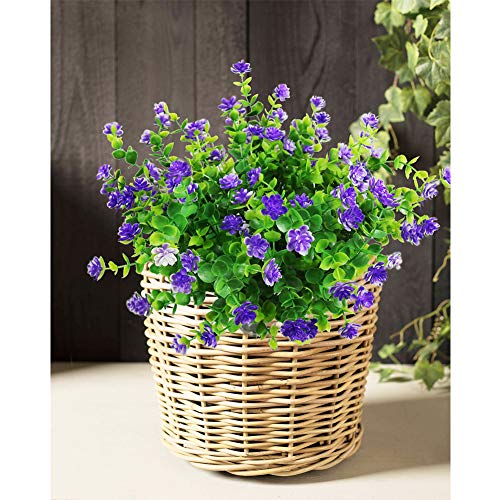 YOSICHY Artificial Flowers Outdoor Fake UV Resistant Plants Faux Plastic Greenery Shrubs for Outside Hanging Planter Home Kitchen Office Wedding Garden Decor(Purple) - Thumbnail 3