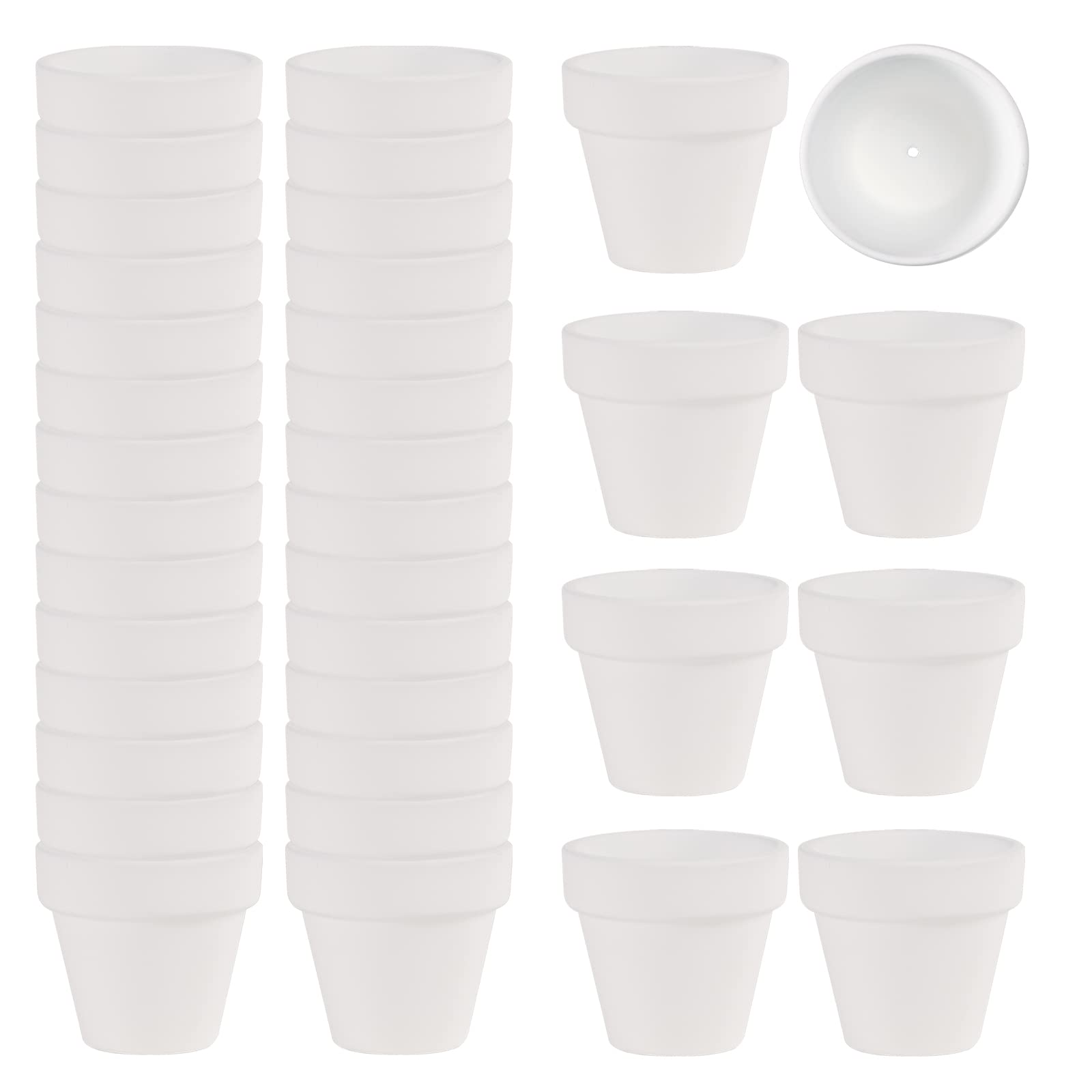 36 Pcs Small Mini White Clay Pots 2.1'' Terracotta Pot Clay Ceramic Pottery Planter Cactus Flower Pots Succulent Nursery Pots- Great for Window Boxes, Cactus, Plants, Crafts, Wedding Favors