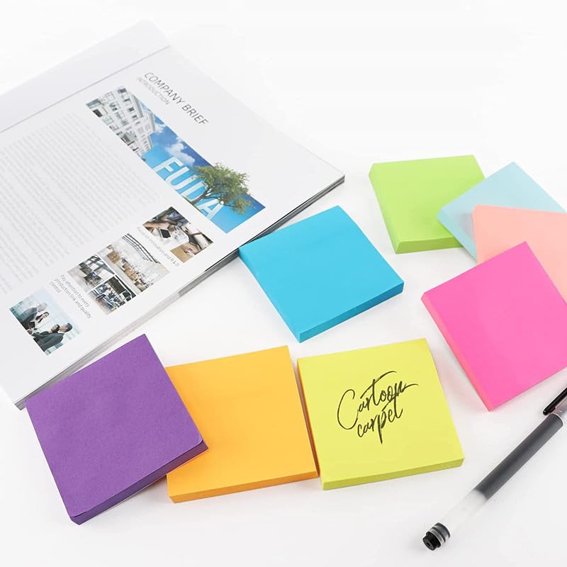 Sticky Notes 3x3 Inches - 12 Pads Bright Colors Self-Stick