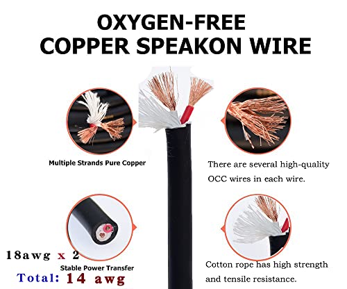 speak on 2pcs professional speakon to 14 inch ts speaker cable for pa jack pair 18 awg gauge male audio port plug amplifier connection dj amp heavy duty bocina cord wire ft with twist lock6 feet