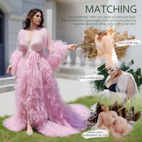 Image of BATHGOWN Sexy Illusion Long Lingerie Tulle Robe Nightgown Bathrobe Sleepwear Bridal Robe Wedding Scarf