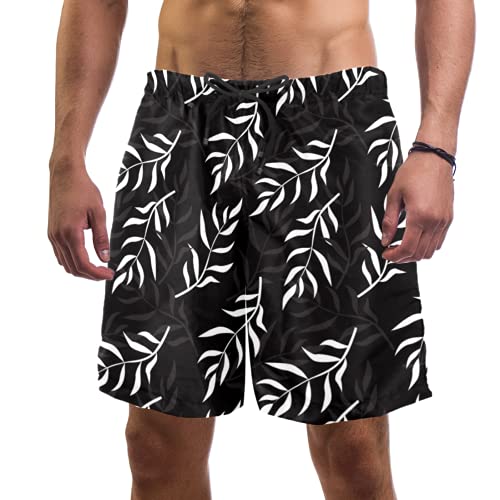 Short de bain pour homme avec 2 poches et motif plantes tropicales