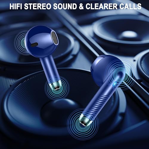 Image of Wireless Earbuds, Bluetooth 5.4 Headphones LED Power Display Ear Buds Bass Stereo, Bluetooth Earbuds in-Ear Noise Cancelling Mic, 40H Playback Mini Case IP7 Waterproof Sports Earphones for Android iOS
