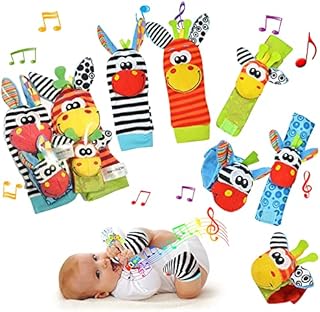 Baby Foot Finders Wrist Foot Rattles for Babies Baby Sensory Toys Socks Baby Rattle Gifts Toddler Newborn Girls Boys Boy Girl 0-3 3-6 6-9 9-12 Months Toy 2 Wrists & 2 Socks Gift (Unisex)