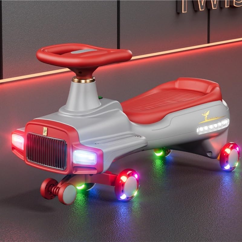 Samochodzik na huśtawce, Wiggle Car Fun rozświetla skuter samochodowy z muzyką podświetlane koła realistyczne reflektory zapobiegające przewróceniu Cars Swing Card(Sky Blue)