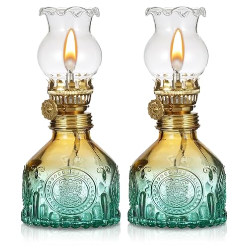 Lámpara De Aceite, 2 Piezas Lámpara De Queroseno, Lampara Aceite, Brillo Regulable, Linterna De Queroseno, Lámpara De Parafina Para Salón, Comedor, Jardín (8x8x17 cm)