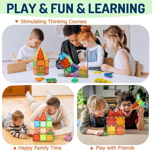 EchoPlan 130-Piece Magnetic Tiles with 2 Cars — view 6
