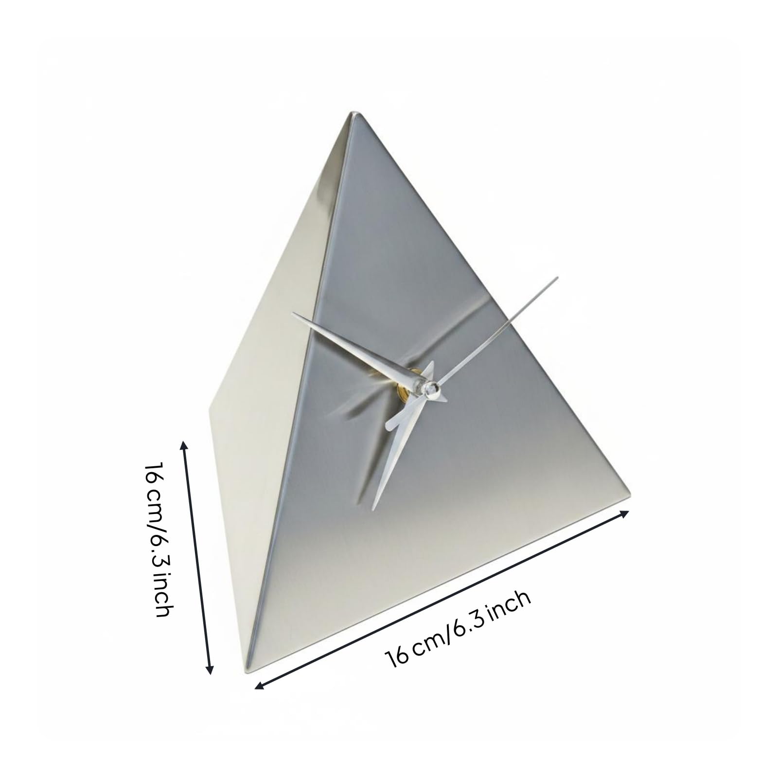 predolo Metall Tischuhr Minimalistisch Standuhr Poliert Metall-Standuhr für Wohnzimmer, S Triangle Brushed