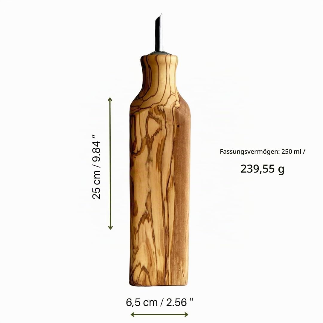 ege'deneve.com Ölflasche aus Olivenholz, Ölflasche, Ölkännchen, Ölkanne Ausgießer 250 ml