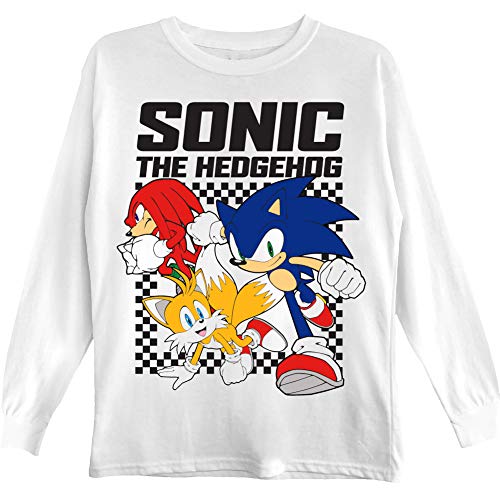 Sega Big Hedgehog 2-Piece Short Tee & Long Sleeve T-Shirt Bundle Set-Sonic, Tails, Knuckles-Boys Sizes 4-20, Light Blue/White, 14-16 #TOP3