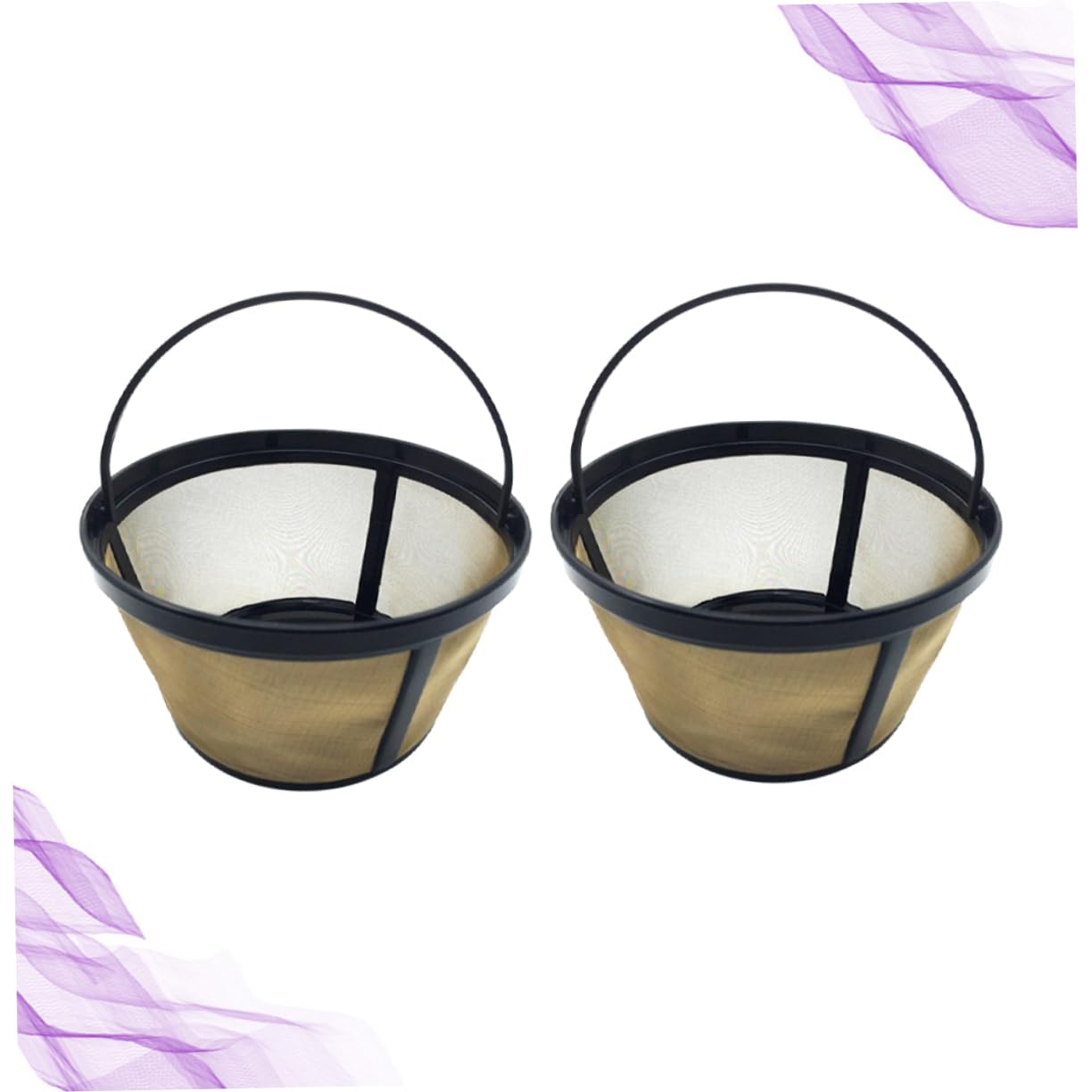 CIYODO 2pcs Gold Bucket Coffee Filters Reusable Cone Shape Mesh Baskets for Enhanced Permeability