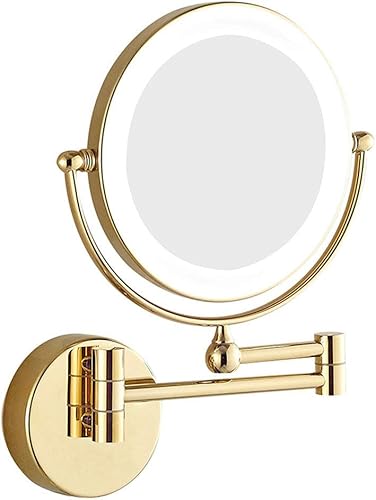 FOGUO 8 pulgadas espejo de maquillaje montado en la pared con aumento, espejo de maquillaje LED pantalla táctil para baño, extensible a dos caras,