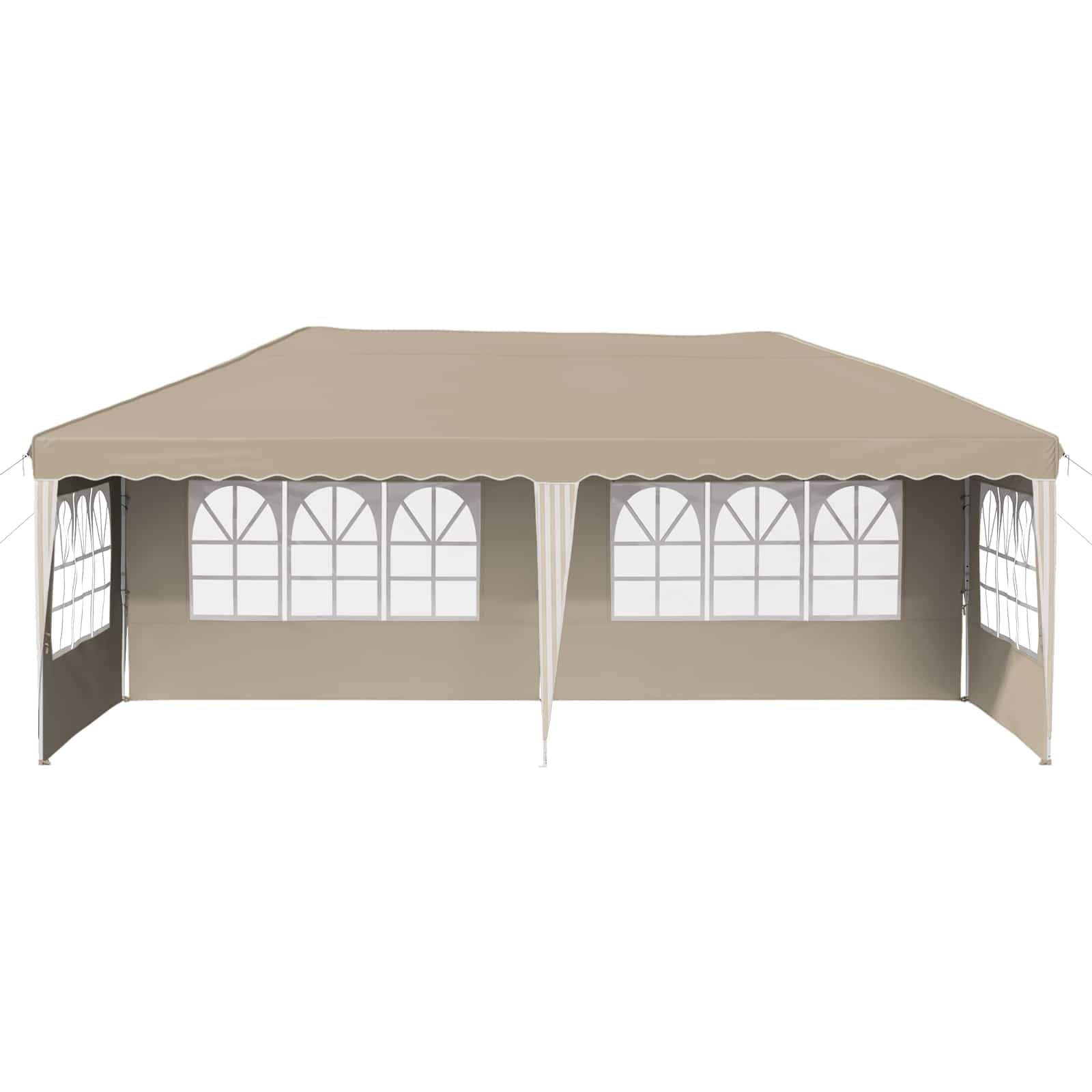 Namiot imprezowy Pop-up 575 x 289 x 245 cm, kremowy, składany, z malowaną proszkowo stalową ramą, odporny na warunki atmosferyczne, odporny na działanie promieni UV, z 4 częściami bocznymi