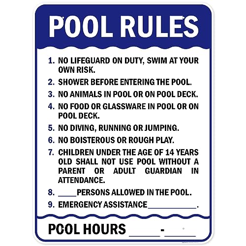Pool Rules Sign, 36x48 Inches, Rust Free DiBound, Fade Resistant, Made in USA by My Sign Center