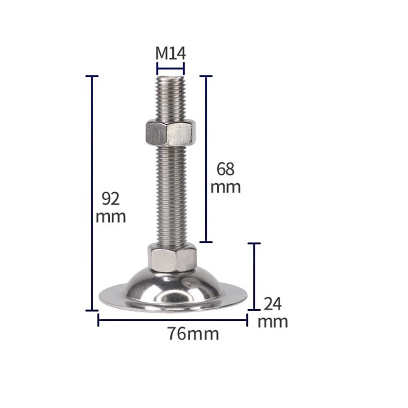 Piedini di livellamento regolabili con filettatura M14 da 4 pezzi for attrezzature for macchinari for mobili(D76*m14*120mm)