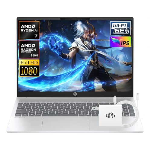 HP OmniBook 5 16" Laptop, AMD Ryzen AI 7 350 (Up to 5GHz), 16GB DDR5 512GB SSD, Radeon 860M Copilot+ Computer-Laptops for Creator Business Gaming College with Win11 WiFi6E Backlit KB GM Accessory