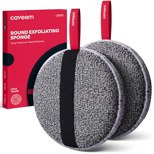 Caveem Exfoliating Body Scrubber, Extra Rough Shower Exfoliator Sponge, Body Exfoliating Sponges for...
