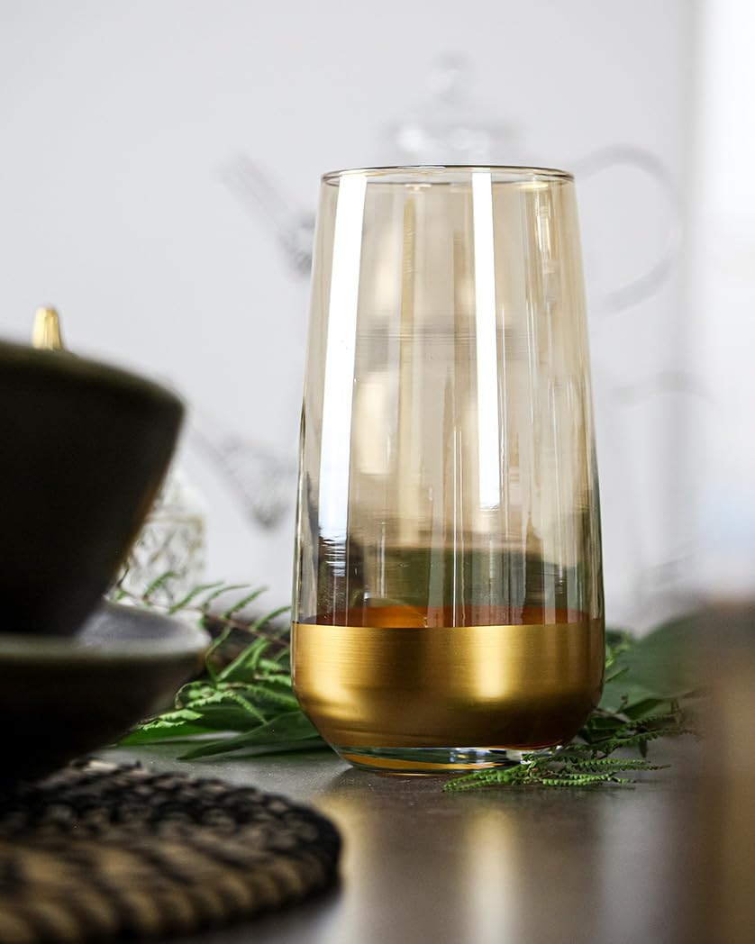 Gold Trinkgläser, Set von 6, 500 ml, Gold Gläser, Wassergläser, Cocktailgläser, Elegante Handgefertigte, Luxuriöses Goldenes Design