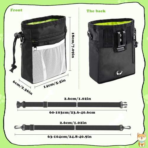 VZXZXE Leckerlitasche für Hunde, Leckerlibeutel für Hunde mit Kotbeutelspender 19*18cm Verstellbarem Bund, Vielseitig Futterbeutel Hundetraining für Spaziergänge, Training, Fütterung, Bauchtasche Hund