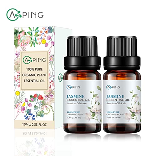 2-Pack Jasmine Essential Oil - 100% Pure Organic Natural Plant (Jasmium Officinale) Jasmine Oil For Diffuser, Aromatherapy, Spa, Massage, Yoga, Perfume, Body - 2X10Ml #TOP6