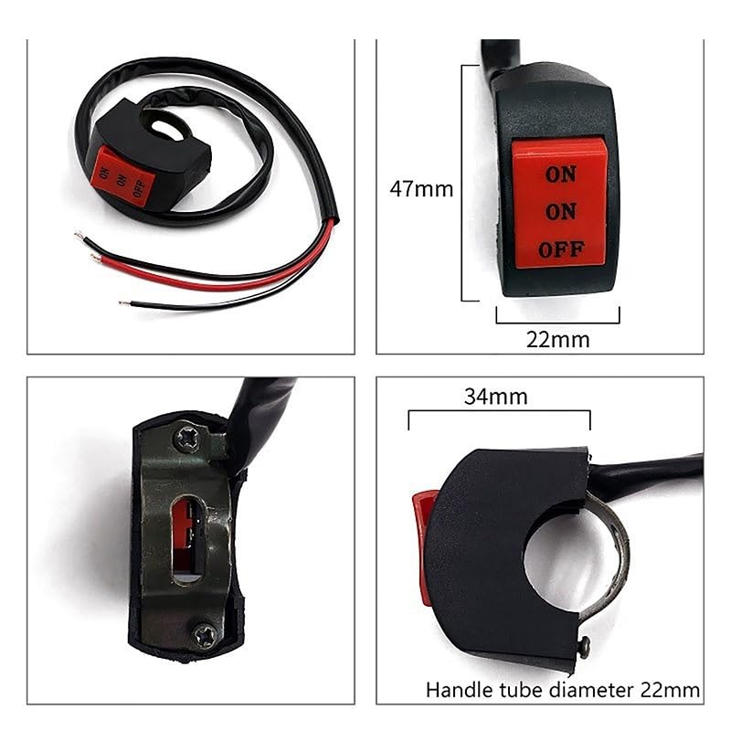 Interruptor de faro LED para motocicleta compatible con manillar de tres líneas 6