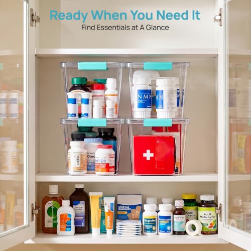 Image of Vtopmart 4 Pack 5 Qt Clear Storage Bins with Lids for Toy & Craft Storage | Stackable Plastic Toy Bin for Home, Classroom, Plastic Art & Craft Storage Container, BPA-Free Organizer Box