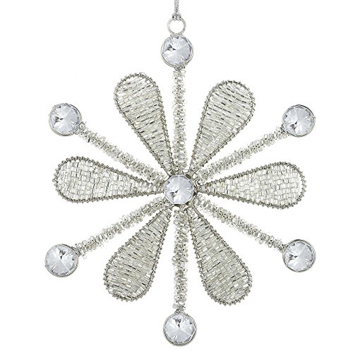 Shalinindia Handmade Snowflake Iron And Glass Pendant Christmas Ornaments, 6 Inches #TOP4