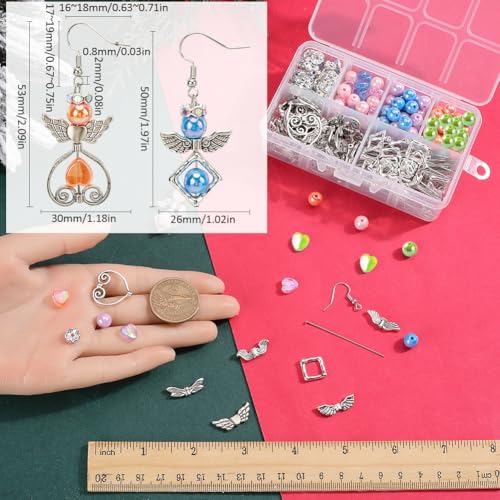 SUNNYCLUE 1 Box 10 works Christmas Earring Kits Wing Beads Guardian Angel Charm Bulk Angel Wings Charms Acrylic Bead Rhinestone Spacer Beads For Jewellery Making Kits DIY Dangle Earrings Supplies - Image 3