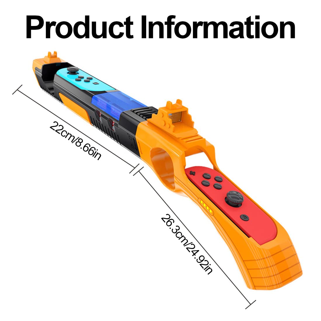 Pistola da tiro compatibile con per Nintendo Switch/Switch OLED, ricambio per Joy-Con Gun Controller Game Gun Manopole compatibili con per Nintendo Switch Joycons/Switch OLED.(Nero e giallo)