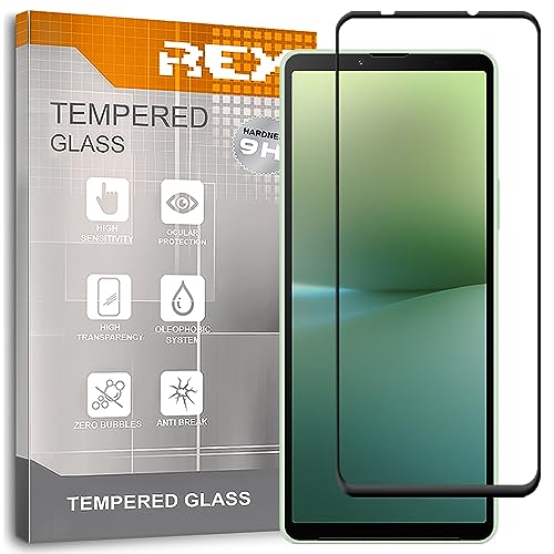 REY Protector de Pantalla Curvo para Sony Xperia 10 V, Negro, Cristal Vidrio Templado Premium, 3D / 4D / 5D, Anti Roturas