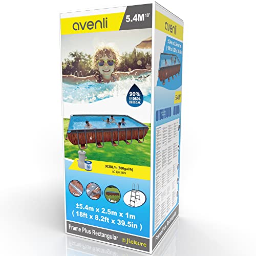 Avenli Pool 540 x 250 x 100 cm Stahlrahmen Aufstellpool Komplettset mit Leiter Filterpumpe Schläuchen und Filterkartusche Framepool braun rechteckig Swimming Schwimmbecken – Bild 4