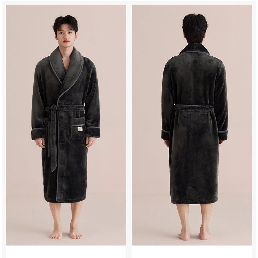 Sukienka Do Kolan Grown Szlafrok Z Szalowym Kołnierzem Szlafrok Unisex, Pluszowa Koszula Nocna Z Polaru, Miękkie, Ciepłe Szlafroki Kąpielowe