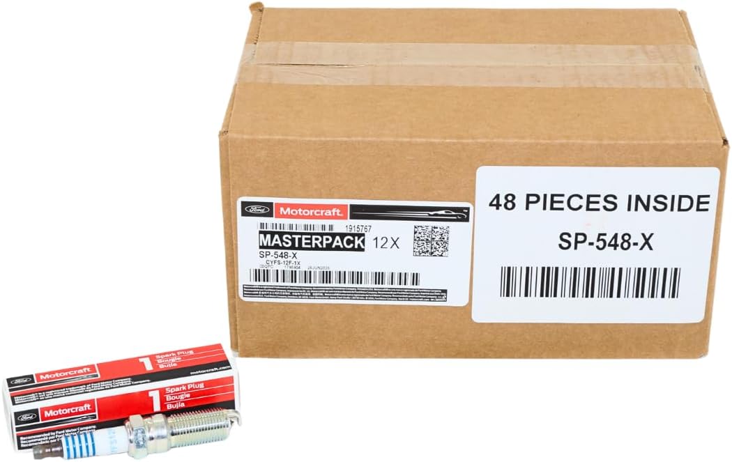 Bujías de platino OEM Motorcraft SP-548-X (CYFS-12F-1X) – Compatible con motores Ford 5.0L/5.2L V8 seleccionados 2011-2020 – Paquete de 48 bujías