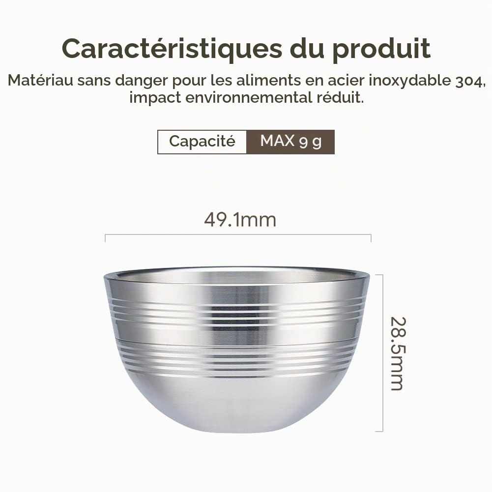 dosettes de café réutilisables en acier inoxydable uniquement compatible avec Ver tuo Next Machines Filtre à capsules de café rechargeable avec enveloppe de 6 capsules 80ml / 230ml et Tamper