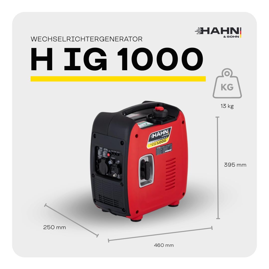 Generador a Gasolina 1,1 kW/230V – Ligero y Portátil con Tecnología Inverter para Dispositivos Sensibles – 3,5 horas – Ideal para Camping, Supervivencia, Trabajos al Aire Libre y Emergencias