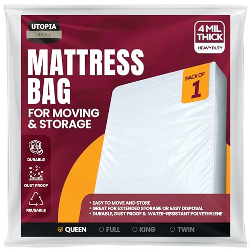 Queen Mattress Bag for Moving Storage & Disposal Heavy Duty 4 Mil Thick