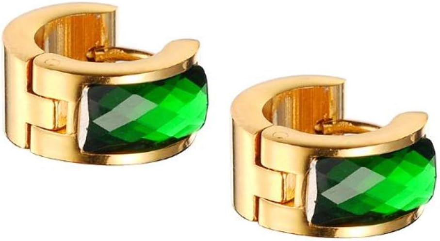 Jewelry Men's and Women's Muticolor Crystal Stainless Steel Studs Hoop Earrings