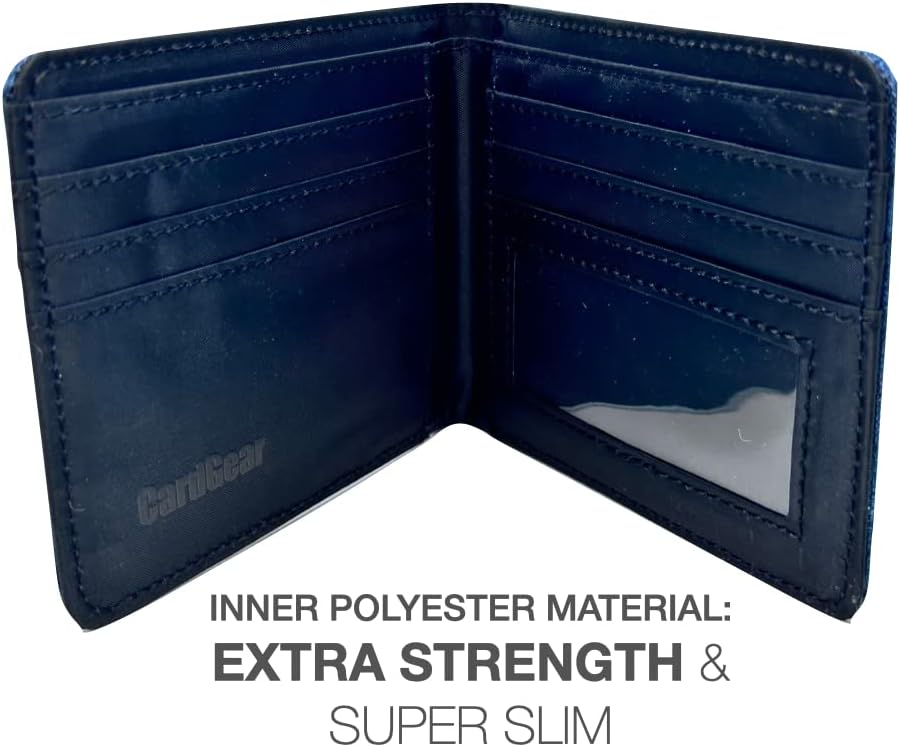 RFID Blocking Full Size Bifold Wallet with 8 Slots, 1 Key Pocket, Cash Divider, and Large ID window, Come with ECO-friendly Gift Box (Canvas, Denim Blue) - Image 2