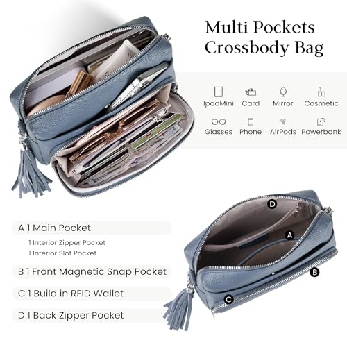 Image of befen Genuine Leather Crossbody Bags for Women Leather Wallet Travel Purse