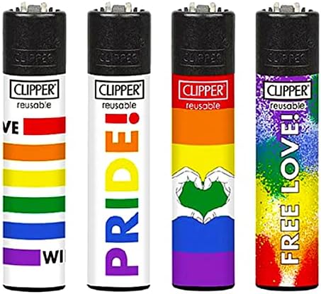 Zactly - Set of 4 Clipper Lighters, Various Assorted Designs, Regular Size Slogan Herb Leaf Weed Leaves Gas Refillable Flint Lighter (Mix Color Nebula)