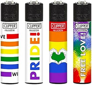 Zactly - Set of 4 Clipper Lighters, Various Assorted Designs, Regular Size Slogan Herb Leaf Weed Leaves Gas Refillable Flint Lighter (Mix Color Nebula)