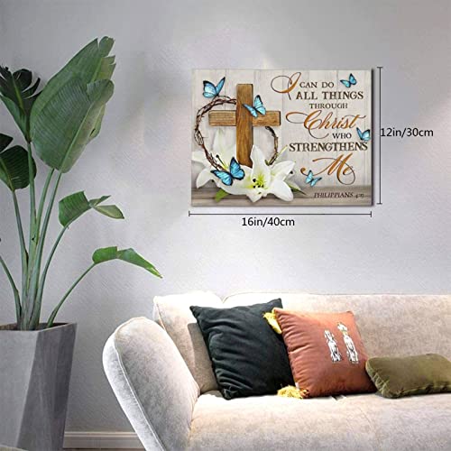 Scripture Wall Art Christian Religious Wall Decor Canvas Prints Floral Wall Art Butterfly Painting Christ Faith Spiritual Posters Artworks Decor Framed For Living Room Bedroom Ready To Hang12 X16 #TOP4