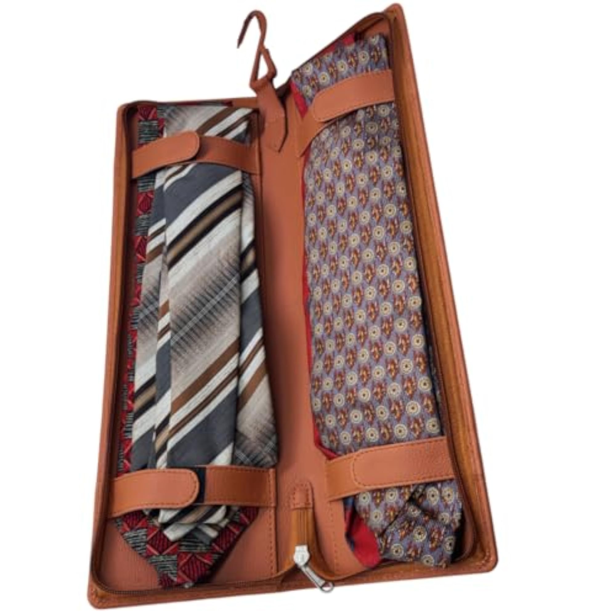 Premium PU Leather Men's Formal Tie Case with Zip Closure
