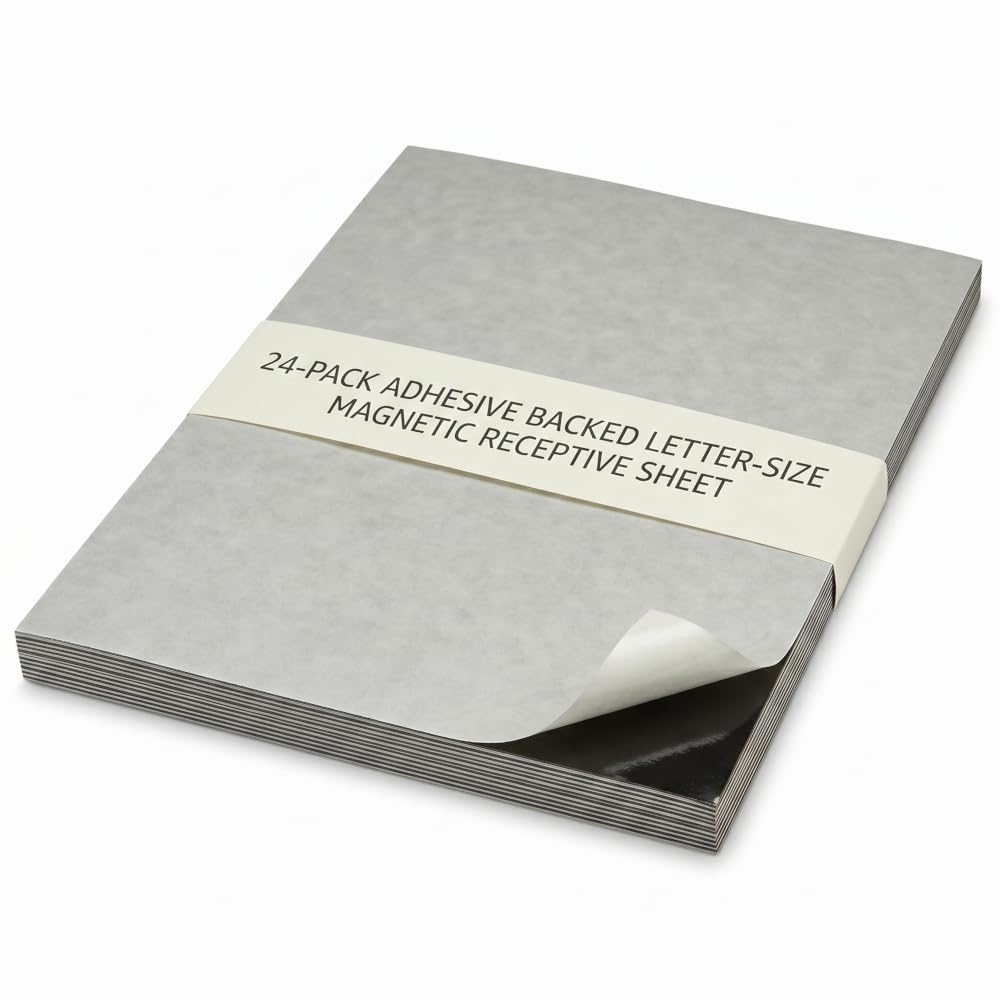 LITKO Magnetic Receptive Sheet | 8.5x11, 25mil | Peel &amp; Stick | Pack of 24