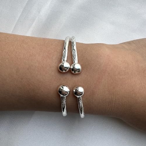 Solid Ball .925 Sterling Silver West Indian Bangles (Pair) (MADE IN USA)2