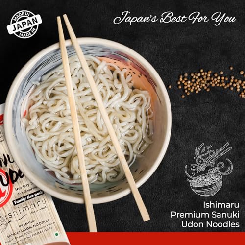 Image of Pocket Kitchen Ishimaru Premium Sanuki Udon Noodles - 600gram (300gram X 2) | Made in Japan | Highest Grade 100% Japanese Wheat | No Maida, No Preservatives, Not Fried but Dried, No MSG