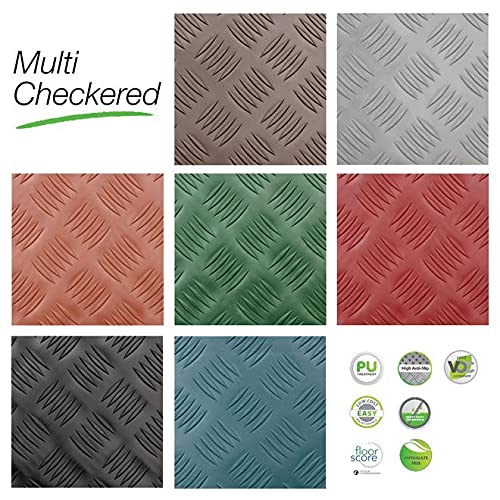 Floordirekt Revêtement de Sol en PVC Diamond Cut – Tapis en Caoutchouc au mètre – Épaisseur : 2 mm – Motif tôle ondulée – Antidérapant et insensible aux liquides et à la saleté (120 x 200 cm, Noir)