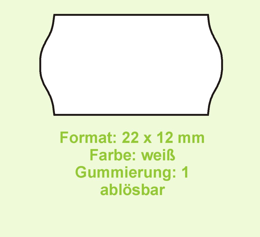 Original Screen Line Haft Etichette Formato 22 X 12 mm Bianco, Gum 1 (rimovibile), 36 rotoli, made in Germany